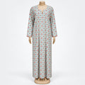Ivory Medallion Print Maxi Dress with long sleeves - front view
