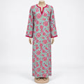 Mint Pink Rose Print Maxi Dress with long sleeves - front view