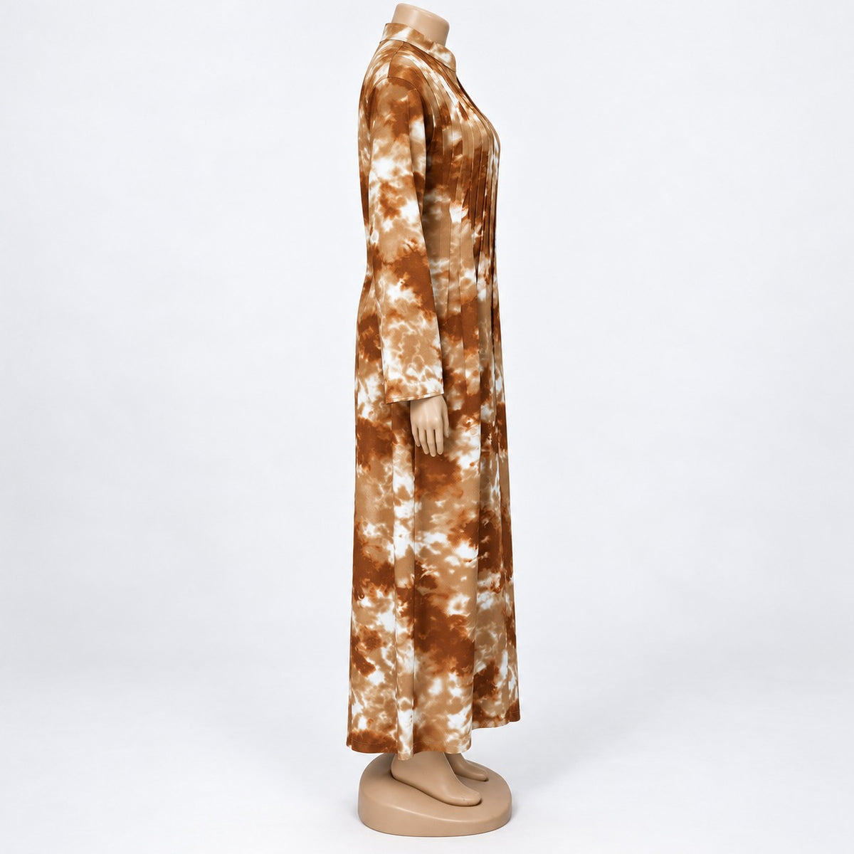 Rust Tie Dye Maxi Dress with long sleeves - side view